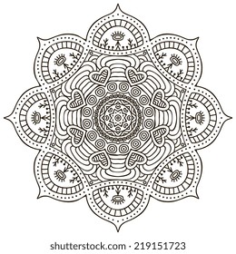 Mandala. Round Ornament Pattern. Vintage decorative elements. Hand drawn background. Islam, Arabic, Indian, ottoman motifs.