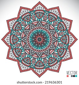 Mandala. Padrão de Ornamento Redondo. Elementos decorativos vintage. Fundo desenhado à mão. Islã, árabe, indiano, motivos otomanos.