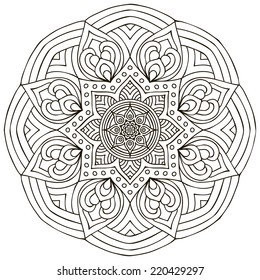 Mandala. Round Ornament Pattern. Vintage decorative elements. Hand drawn background. Islam, Arabic, Indian, ottoman motifs.