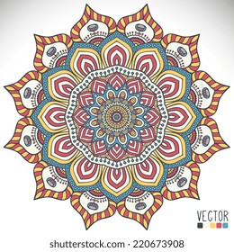 Mandala. Round Ornament Pattern. Vintage decorative elements. Hand drawn background. Islam, Arabic, Indian, ottoman motifs.