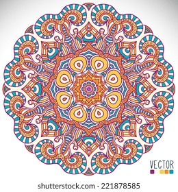 Mandala. Round Ornament Pattern. Vintage decorative elements. Hand drawn background. Islam, Arabic, Indian, ottoman motifs.