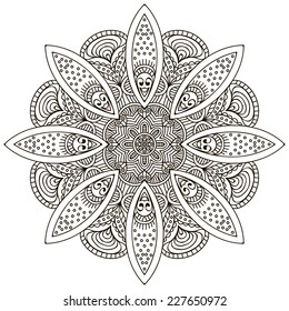 Mandala. Round Ornament Pattern. Vintage decorative elements. Hand drawn background. Islam, Arabic, Indian, ottoman motifs.