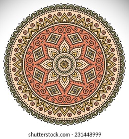 Mandala. Round Ornament Pattern. Vintage decorative elements. Hand drawn background. Islam, Arabic, Indian, ottoman motifs.