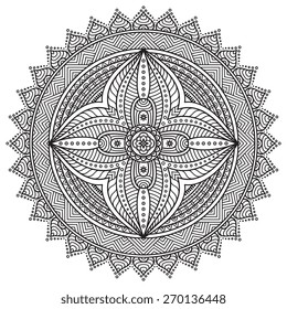 Mandala. Round Ornament Pattern. Vintage decorative elements. Hand drawn background. Islam, Arabic, Indian, ottoman motifs.
