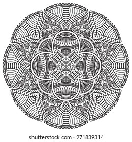 Mandala. Round Ornament Pattern. Vintage decorative elements. Hand drawn background. Islam, Arabic, Indian, ottoman motifs.