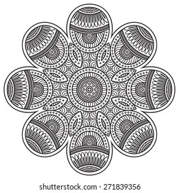 Mandala. Round Ornament Pattern. Vintage decorative elements. Hand drawn background. Islam, Arabic, Indian, ottoman motifs.