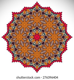 Mandala. Round Ornament Pattern. Vintage decorative elements. Hand drawn background. Islam, Arabic, Indian, ottoman motifs.