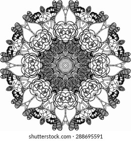 Mandala. Round Ornament Pattern. Vintage decorative elements. Hand drawn background. Islam, Arabic, Indian, ottoman motifs. Beautiful vintage ornament can be used as a greeting card