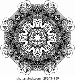 Mandala. Round Ornament Pattern. Vintage decorative elements. Hand drawn background. Islam, Arabic, Indian, ottoman motifs. Beautiful vintage ornament can be used as a greeting card
