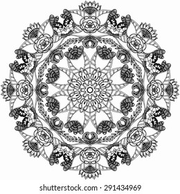 Mandala. Round Ornament Pattern. Vintage decorative elements. Hand drawn background. Islam, Arabic, Indian, ottoman motifs. Beautiful vintage ornament can be used as a greeting card