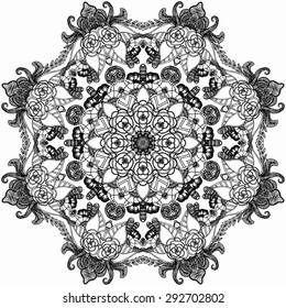 Mandala. Round Ornament Pattern. Vintage decorative elements. Hand drawn background. Islam, Arabic, Indian, ottoman motifs. Beautiful vintage ornament can be used as a greeting card