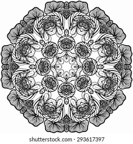 Mandala. Round Ornament Pattern. Vintage decorative elements. Hand drawn background. Islam, Arabic, Indian, ottoman motifs. Beautiful vintage ornament can be used as a greeting card