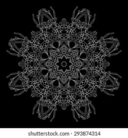 Mandala. Round Ornament Pattern. Vintage decorative elements. Hand drawn background. Islam, Arabic, Indian, ottoman motifs. Blackboard