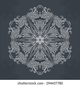 Mandala. Round Ornament Pattern. Vintage decorative elements. Hand drawn background. Islam, Arabic, Indian, ottoman motifs. Blackboard