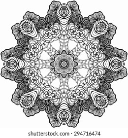 Mandala. Round Ornament Pattern. Vintage decorative elements. Hand drawn background. Islam, Arabic, Indian, ottoman motifs. Beautiful vintage ornament can be used as a greeting card