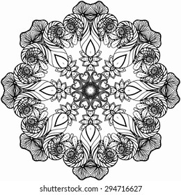 Mandala. Round Ornament Pattern. Vintage decorative elements. Hand drawn background. Islam, Arabic, Indian, ottoman motifs. Beautiful vintage ornament can be used as a greeting card