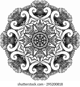 Mandala. Round Ornament Pattern. Vintage decorative elements. Hand drawn background. Islam, Arabic, Indian, ottoman motifs. Beautiful vintage ornament can be used as a greeting card