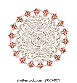 Mandala. Round Ornament Pattern. Vintage decorative elements. Hand drawn background. Islam, Arabic, Indian ornament.