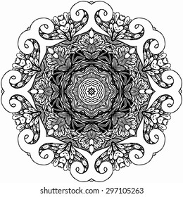 Mandala. Round Ornament Pattern. Vintage decorative elements. Hand drawn background. Islam, Arabic, Indian, ottoman motifs. Beautiful vintage ornament can be used as a greeting card