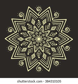 Mandala. Round ornament pattern. Vintage decorative elements. Hand drawn vintage spiritual and meditation icon. Hand drawn background. Islam, Arabic, Indian, ottoman motifs.
