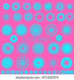 Mandala. Round Ornament Pattern. Vintage decorative elements. Hand drawn background. Islam, Arabic, Indian, ottoman motifs. Vector Tribal tattoo set Sun, Flame Designs