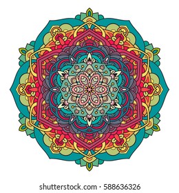 Mandala. Round Ornament Pattern. Vintage decorative element. Hand drawn background.
