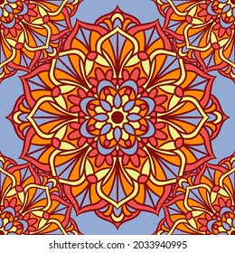 Mandala Round Ornament Seamless Pattern, Ethnic Floral Pattern, Vintage Decorative Elements