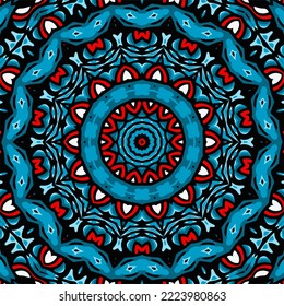 Mandala round ornament seamless pattern, ethnic floral pattern, vintage decorative elements
