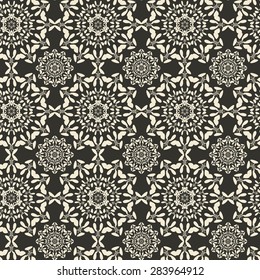 Mandala round ornament seamless texture. Circular oriental seamless background. Ethnic tribal seamless pattern.