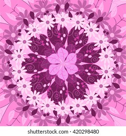 Mandala round ornament, tribal Arab ethnic Indian motif, circular symmetrical abstract floral geometric pattern. Hand drawn decorative element mandala. Vector illustration