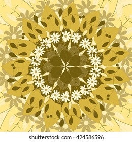 Mandala round ornament, tribal Arab ethnic Indian motif, circular symmetrical abstract floral geometric pattern. Hand drawn decorative element mandala. Vector illustration