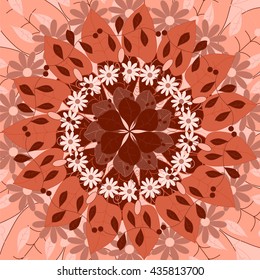 Mandala round ornament, tribal Arab ethnic Indian motif, circular symmetrical abstract floral geometric pattern. Hand drawn decorative element mandala. Vector illustration