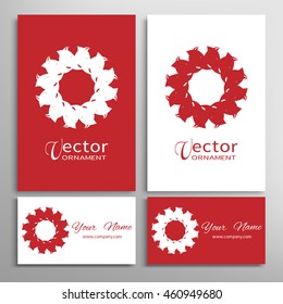 Mandala round ornaments, business cards set. Decorative design elements for logo, icon, label, invitation cards. Isolated floral patterns, stylized flower, star, snowflake. Tribal ethnic mandala decor