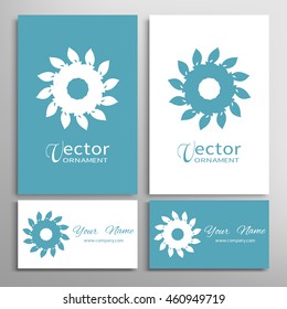 Mandala round ornaments, business cards set. Decorative design elements for logo, icon, label, invitation cards. Isolated floral patterns, stylized flower, star, snowflake. Tribal ethnic mandala decor