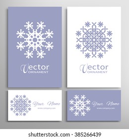 Mandala round ornaments collection, business cards set. Vector decorative elements for paper or fabric print. Logo, icon or invitation card design. Isolated tribal ethnic motif