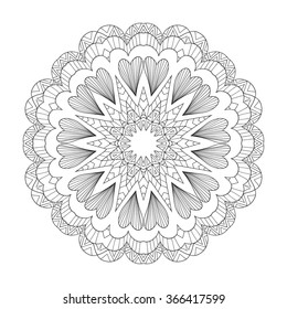 Mandala. Round Ornament.Vintage decorative elements. Oriental pattern, vector illustration. Islam, Arabic, Indian, turkish, pakistan, chinese, ottoman motifs. for adult coloring pages