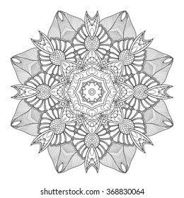Mandala. Round Ornament.Vintage decorative elements. Oriental pattern, vector illustration. Islam, Arabic, Indian, turkish, pakistan, chinese, ottoman motifs. zentangle style for adult coloring pages