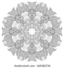 Mandala. Round Ornament.Vintage decorative elements. Oriental pattern, vector illustration. Islam, Arabic, Indian, turkish, pakistan, chinese, ottoman motifs, coloring book for adult