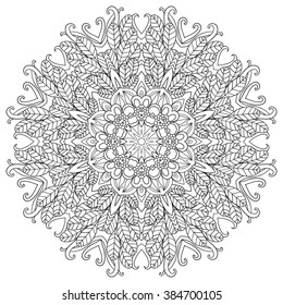 Mandala. Round Ornament.Vintage decorative elements. Oriental pattern, vector illustration. Islam, Arabic, Indian, turkish, pakistan, chinese, ottoman motifs.Coloring book for adults. Coloring pages.