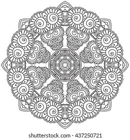 Mandala. Round Ornament.Vintage decorative elements. Oriental zentangle pattern, vector illustration. Islam and Arabic and Indian and turkish and pakistan, and chinese, ottoman motifs.