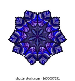 Mandala round pattern. Lacy ornament. Decorative design element. Spiritual symbol of harmony.