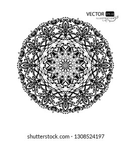 Mandala. Round pattern on white background. Arabic style. Decorative element. Arabesque.