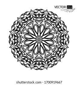 Mandala. Round pattern on a white background. Oriental ornament. Abstraction. Vector illustration.