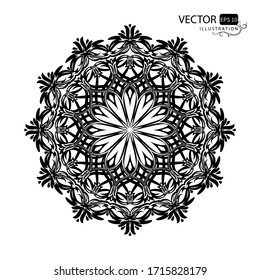 Mandala. Round pattern on a white background. Oriental ornament. Abstraction. Vector illustration.