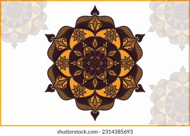 Mandala round shapes ornament frame style decorative element for invitation card, banner  vector background design