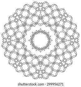 Mandala, round vector decorative ornament elements. Islam Arabic Indian black and white
backgrounds.