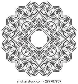 Mandala, round vector decorative ornament elements. Islam Arabic Indian backgrounds black and white.
