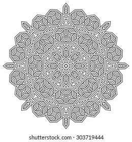 Mandala, round vector decorative ornament elements. Islam Arabic Indian black and white background