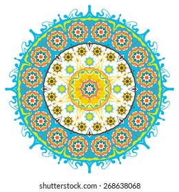 Mandala -round vector ornament. Geometric circle element. Hand drawn vintage spiritual and meditation icon. Graphic template for your design.