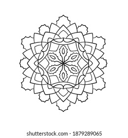 Mandala round vector pattern. Ethnic decorative lacy element. Coloring book page.